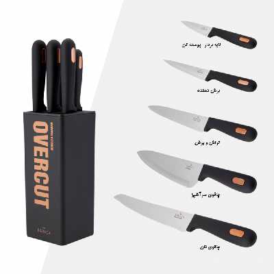 سرویس چاقو آشپزخانه 6 پارچه کاراجا مدل OVERCUT