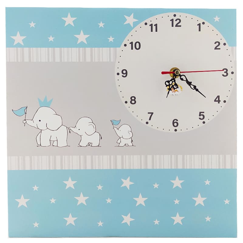 ساعت دیواری اتاق کودک طرح فیل آبی