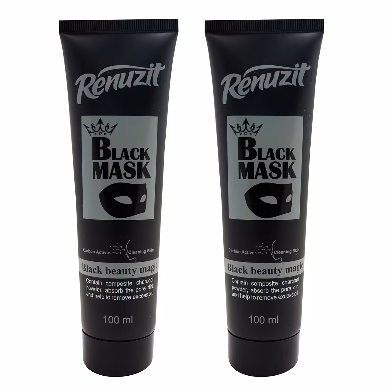 ماسک صورت رینو زیت مدل Black mask carbon active حجم 100 میلی لیتر مجموعه 2 عددی
