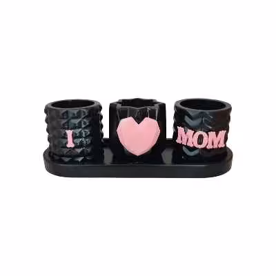 گلدان دکوری مدل ای لاو مام کد mom24598 مجموعه سه عددی