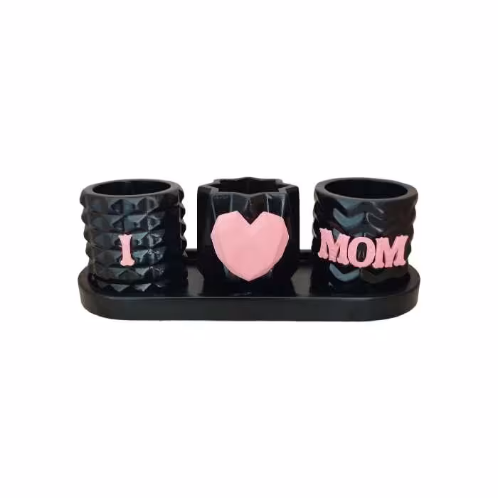 گلدان دکوری مدل ای لاو مام کد mom24598 مجموعه سه عددی