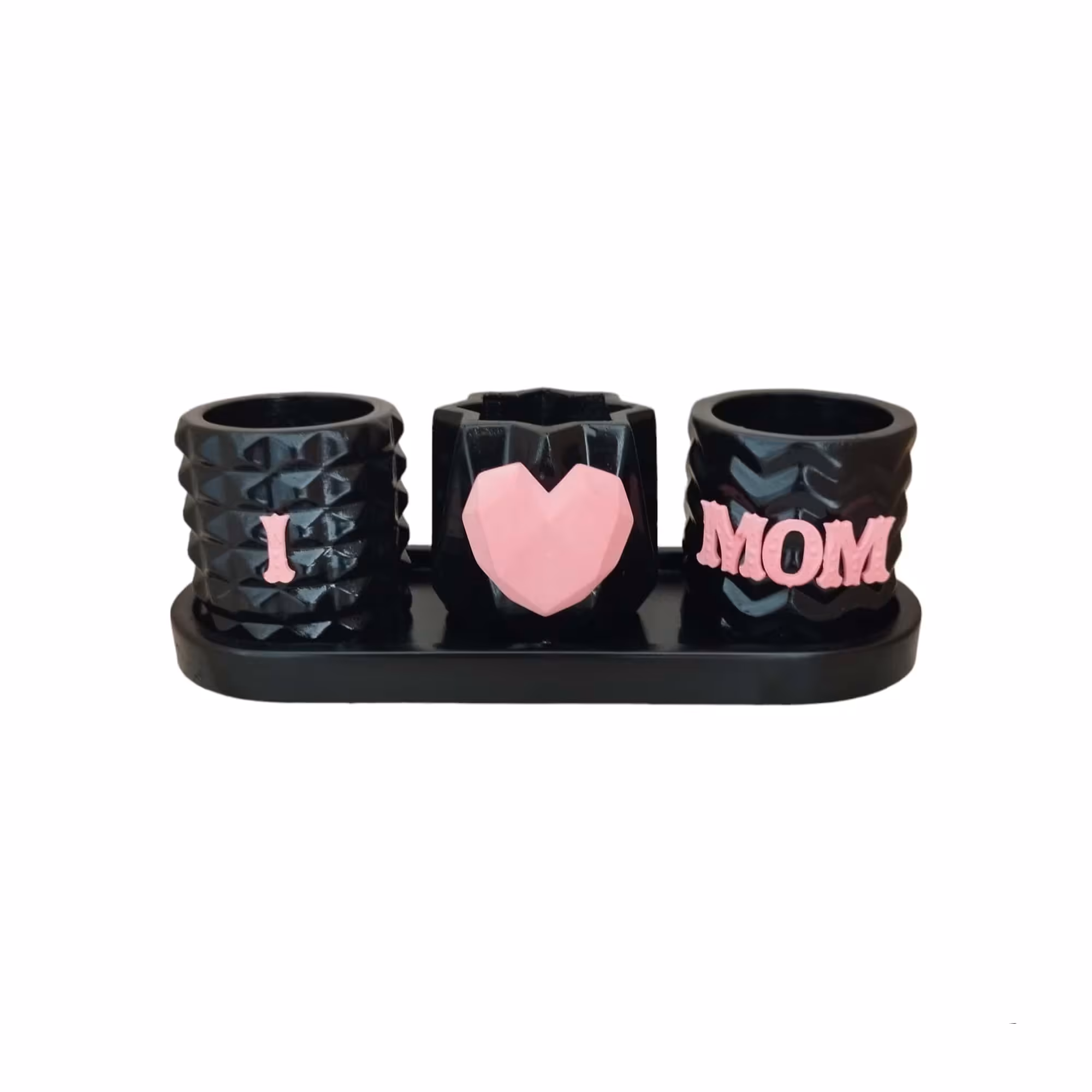 گلدان دکوری مدل ای لاو مام کد mom24598 مجموعه سه عددی