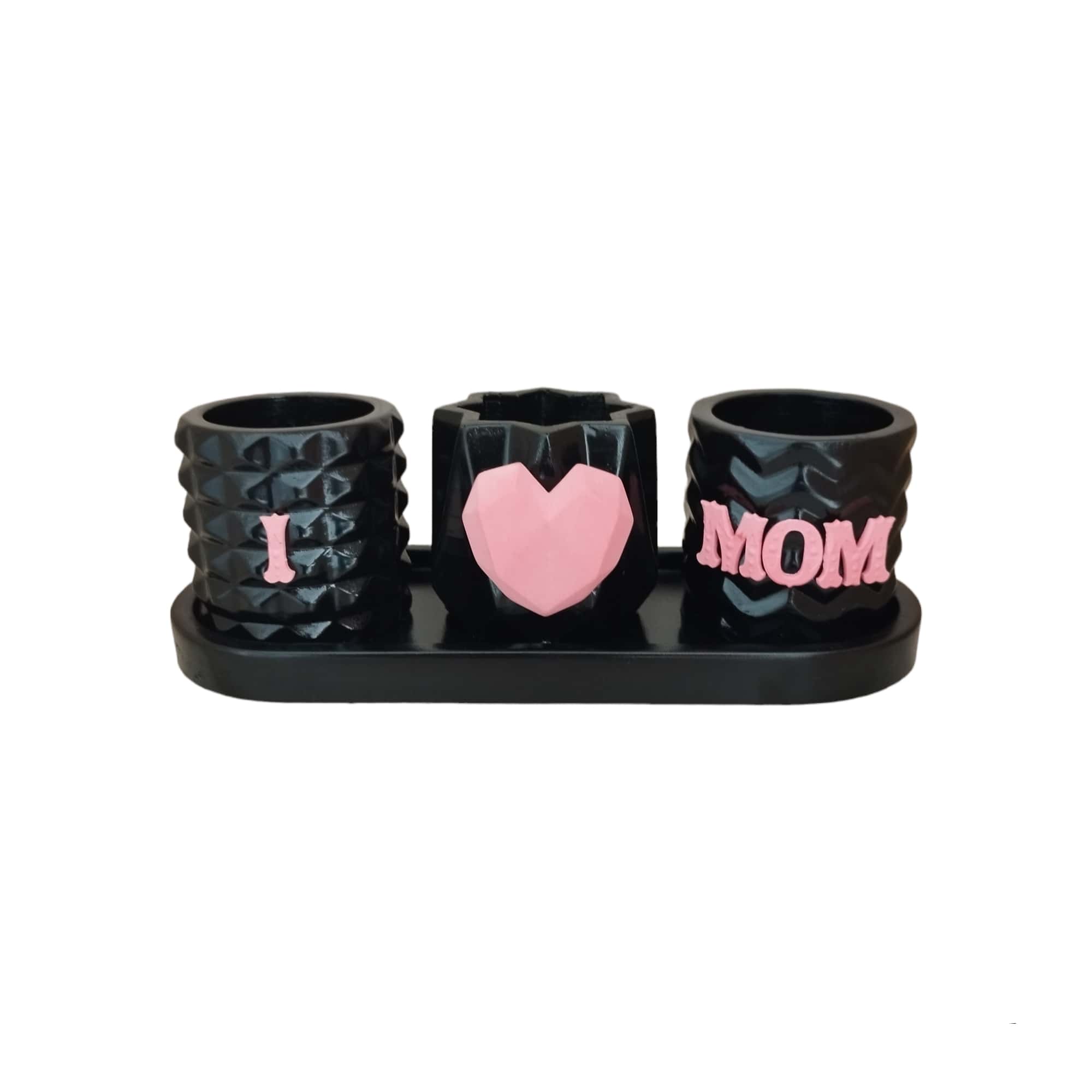 گلدان دکوری مدل ای لاو مام کد mom24598 مجموعه سه عددی