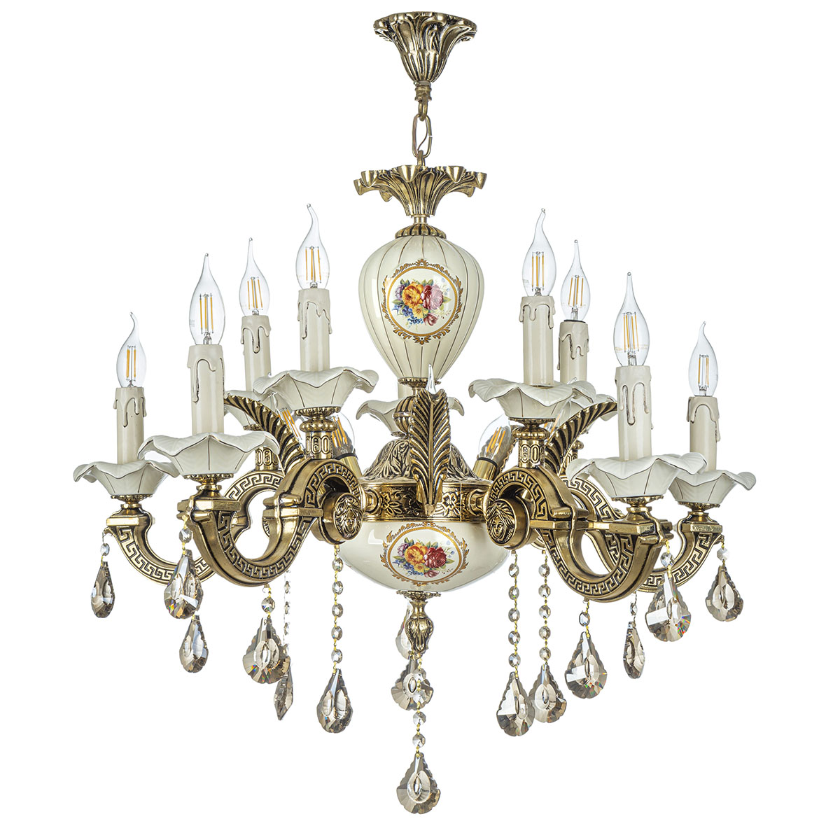 لوستر ده شعله چشمه نور کد C3351/5-B برنز