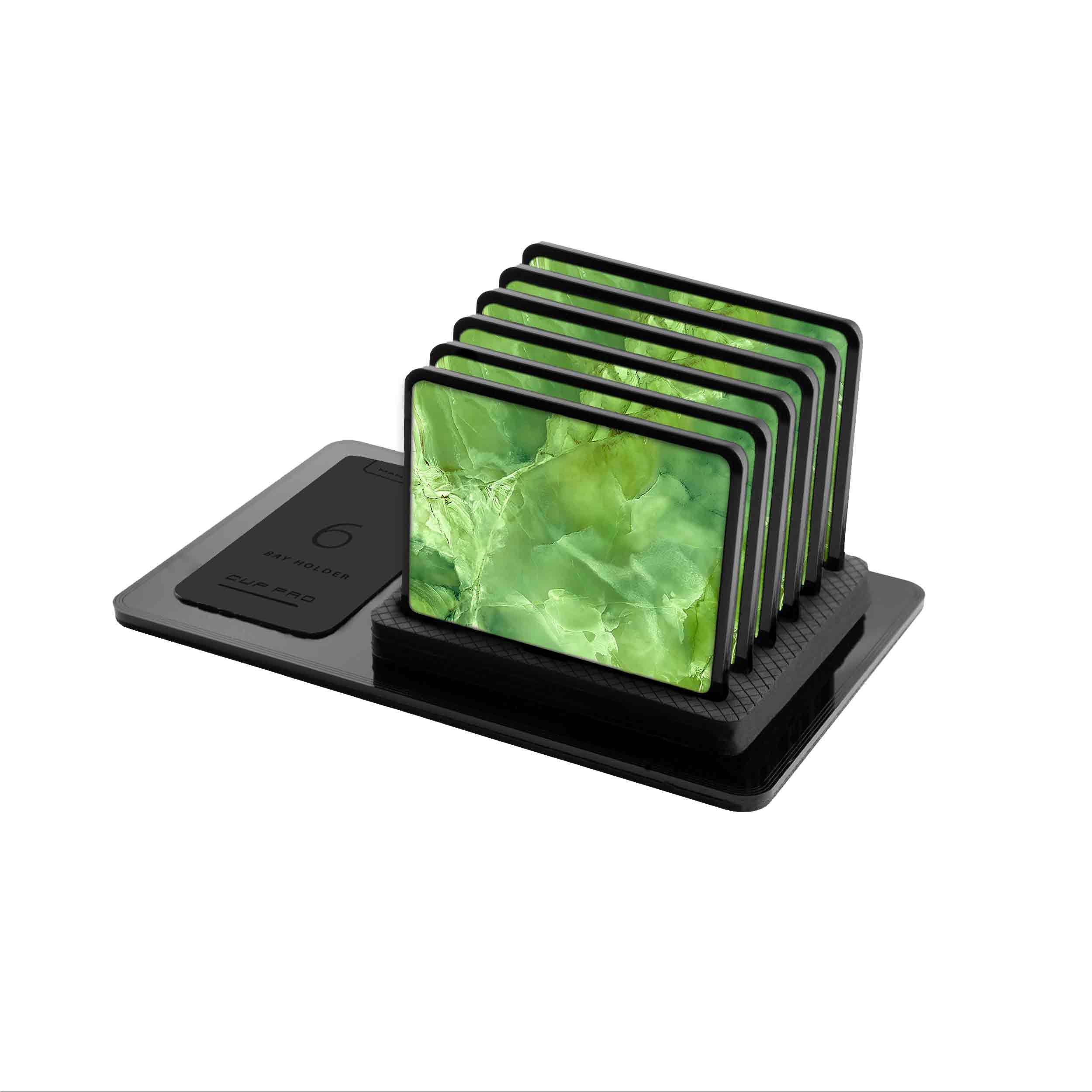 زیر لیوانی ماهوت مدل Green-Crystal-Marble بسته 6 عددی