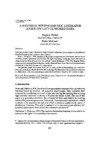 خرید و دانلود نسخه کامل کتاب A bayesian nonparametric estimator based on left censored data