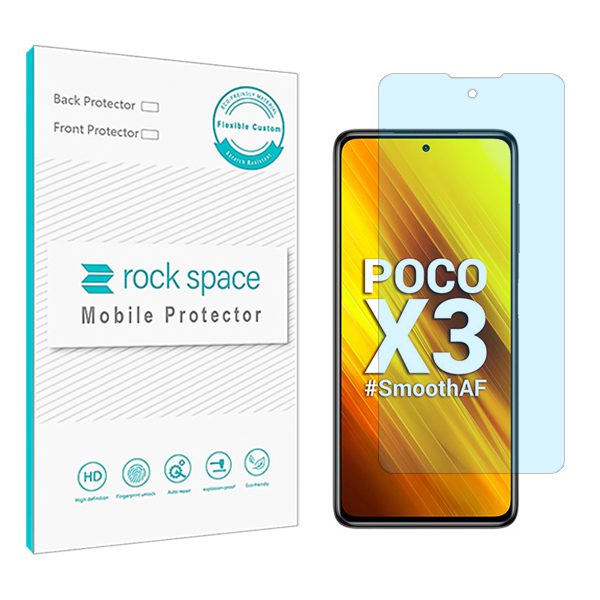 گلس شیائومی Xiaomi Poco X3 مدل نانو هیدروژل آنتی بلو برند راک اسپیس کد S