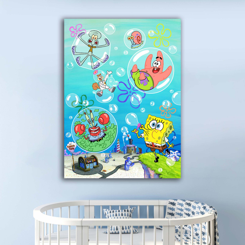 تابلو شاسی کودک آتریسا مدل باب اسفنجی | دنیای قاب