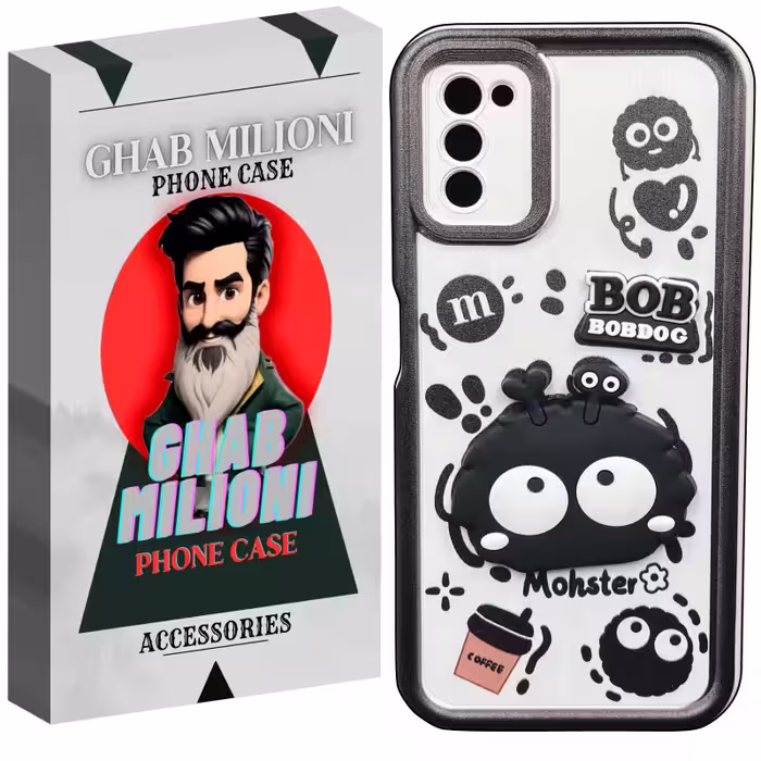 کاور گوشی سامسونگ Galaxy A03s قاب میلیونی مدل BOBDOG-MW به همراه بند آویز