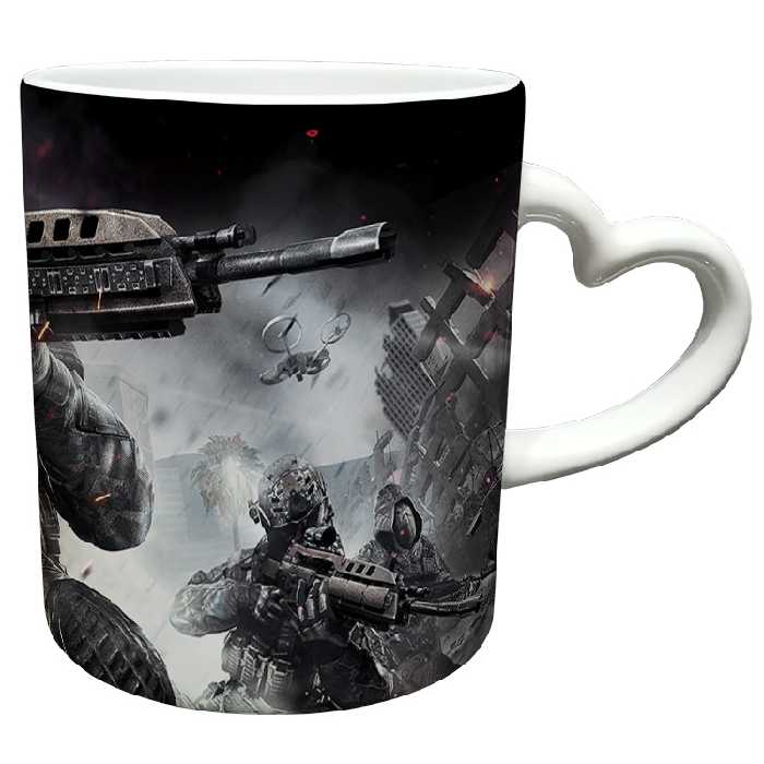 ماگ مدل دسته قلبی طرح بازی کال آف دیوتی call of duty کد 92