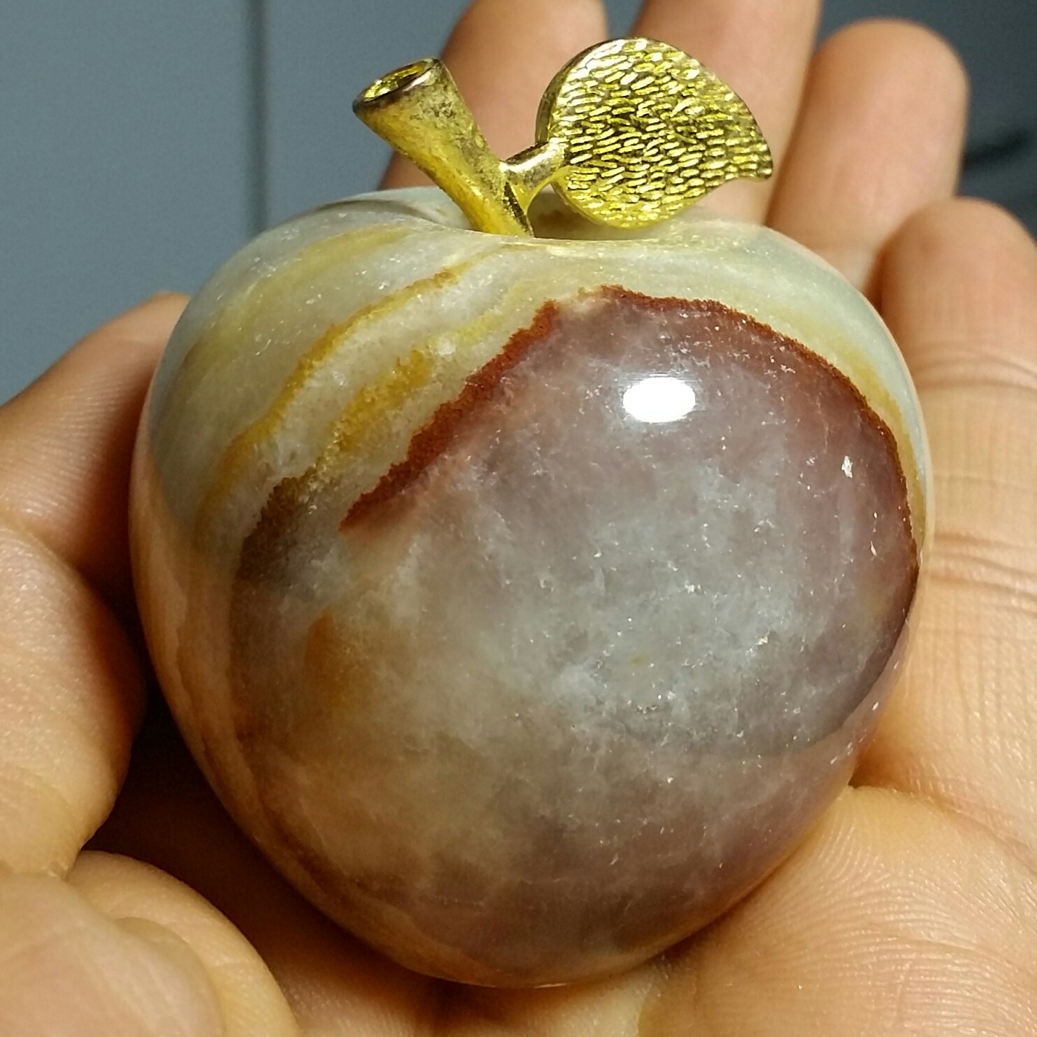 کاروینگ سیب سنگ مرمر اصل و صد در صد طبیعی تراش دست بسیار زیبا و خاص کد 12230