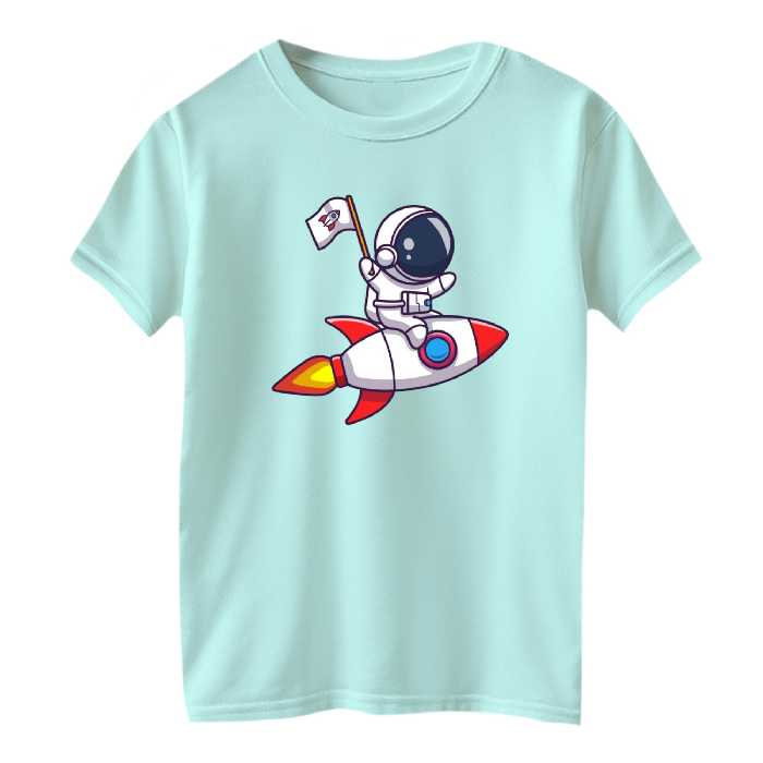 تی شرت آستین کوتاه بچگانه مدل فضانورد کد 17 رنگ آبی روشن – 35