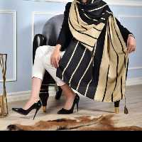 شال پاییزه پارچه مربعی چاپ خیس منگوله دار