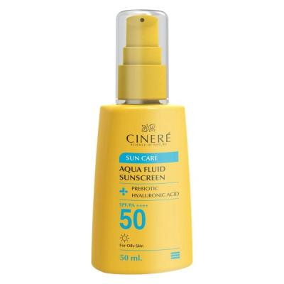 فلوئید ضد آفتاب بیرنگ سینره، 50 SPF، مدل PREBIOTIC، مناسب پوستهای چرب با حجم 50 میلیلیتر، فاقد پارابن، محافظتکننده در برابر اشعههای UVA و PA ،UVB ، دارای فرمولاسیون فاقد چربی و هیالورونیک اسید، با ماندگاری 2 ساعته