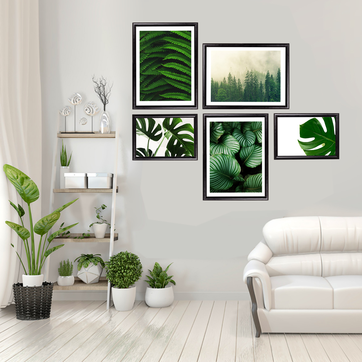 تابلو طرح برگ انجیری و جنگل مدل skb002 مجموعه 5 عددی