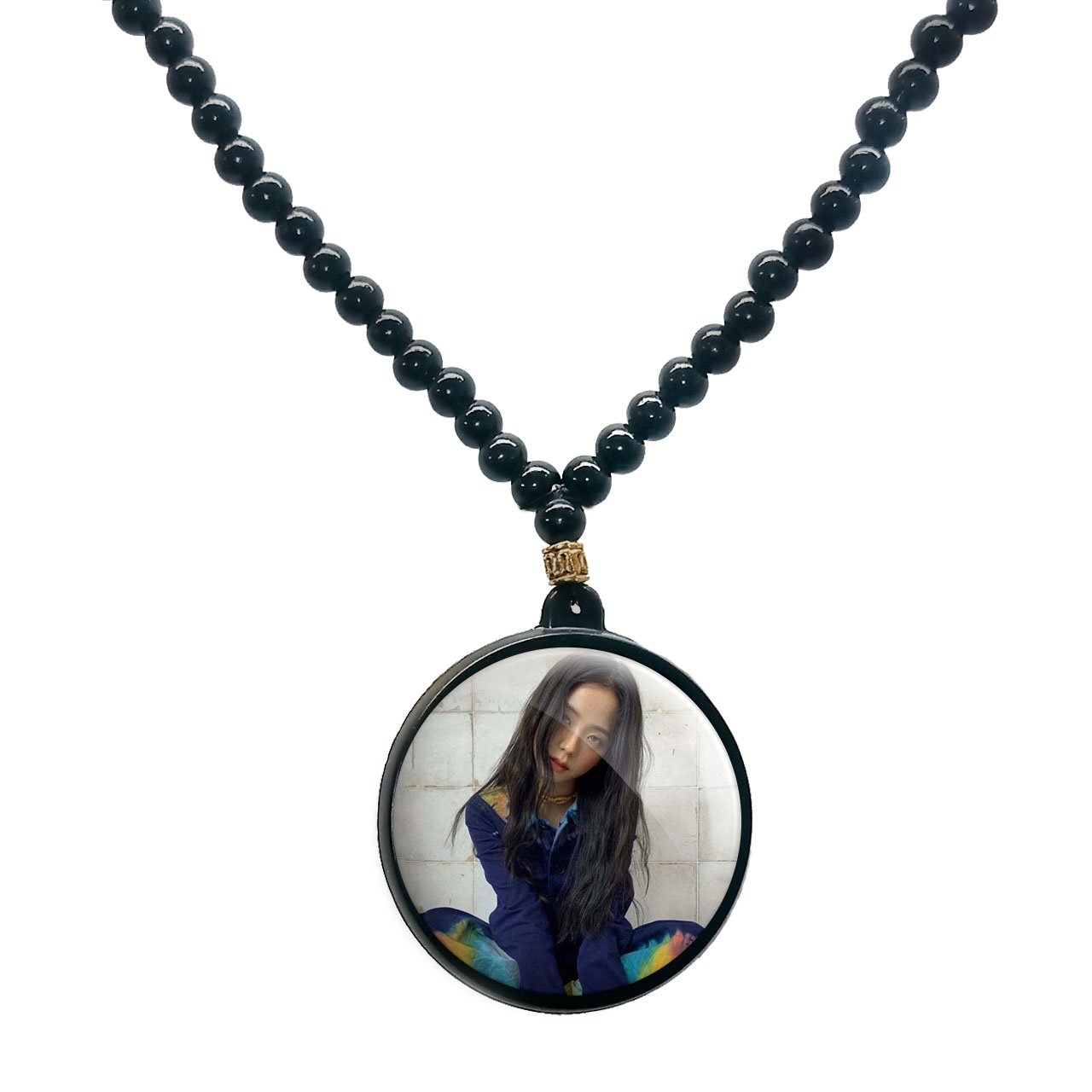 گردنبند پرمانه طرح بلک پینک کد pmd.6776 مدل دو طرفه