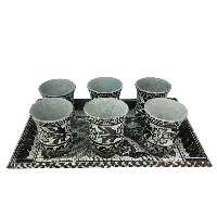 سرویس قهوه خوری سنگی طرح گل و پرنده