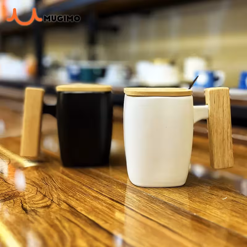 ماگ سرامیکی ساده دسته بامبو