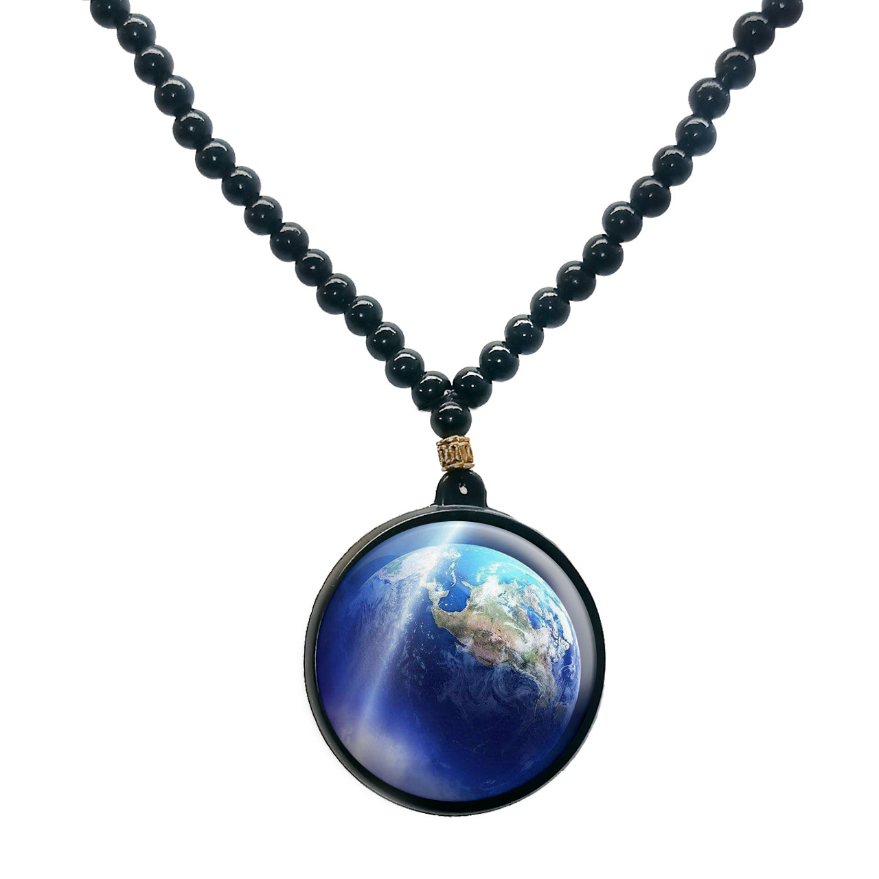 گردنبند پرمانه طرح زمین کد pmd.23488 مدل دو طرفه