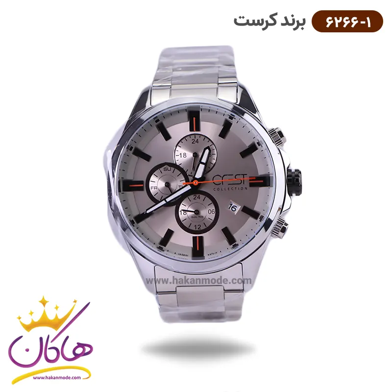 ساعت کرست مردانه فلزی نقره ای دو زمانه مدل 6266/1