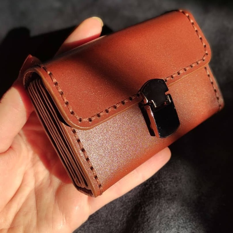کیف کارت آکاردئون چرم گاوی دستساز