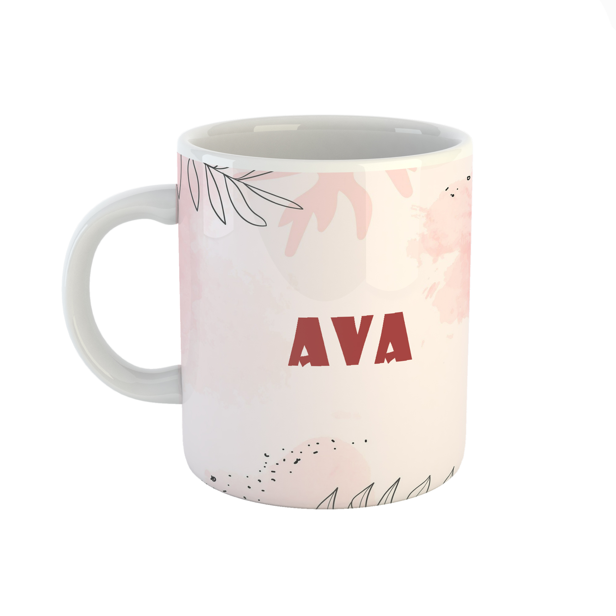 ماگ طرح اسم آوا مدل برگ کد 218