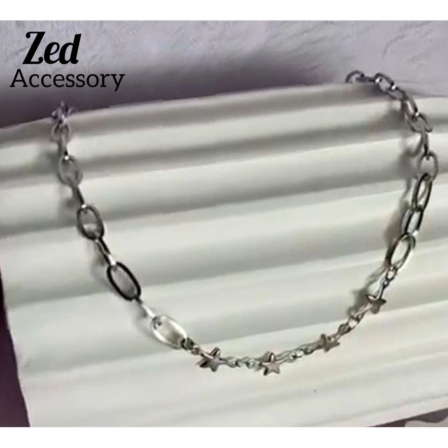 گردنبند ستاره ای با زنجیر طرحدار استیل 