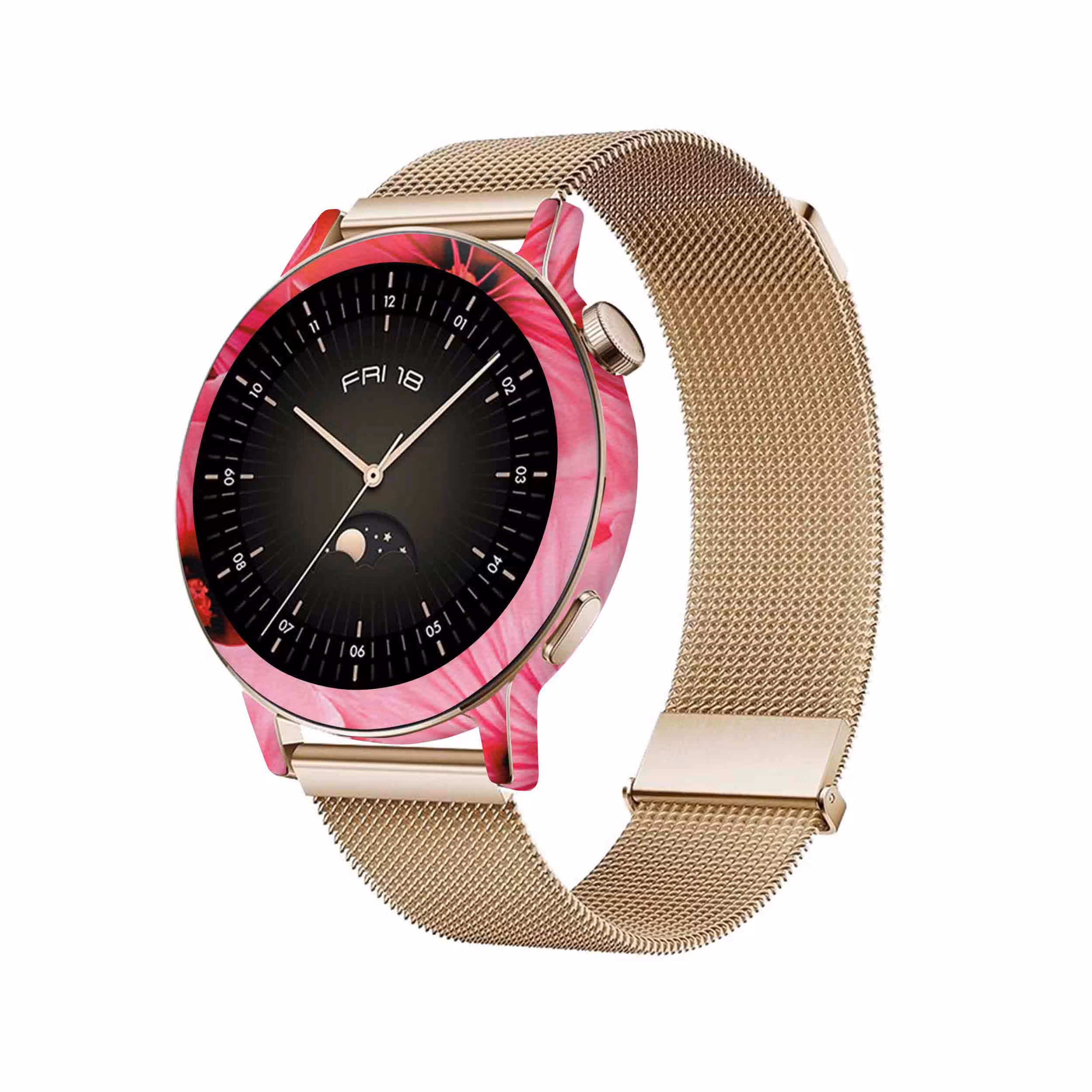 برچسب ماهوت طرح Pink-Flower مناسب برای ساعت هوشمند هوآوی Watch GT 3 42mm