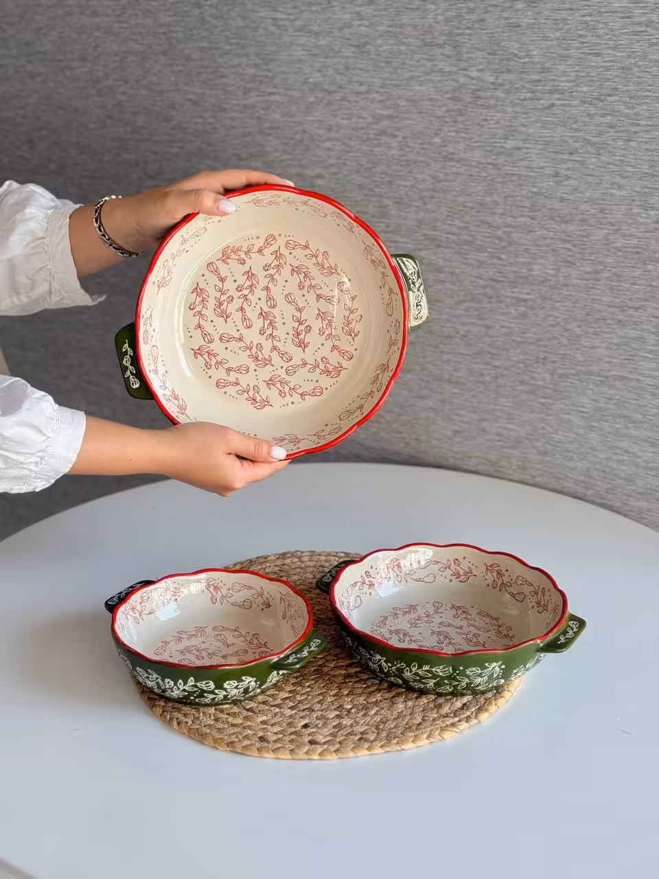 تابه گرد دو دسته پاشاهوم- مدل سبز داخل قرمز