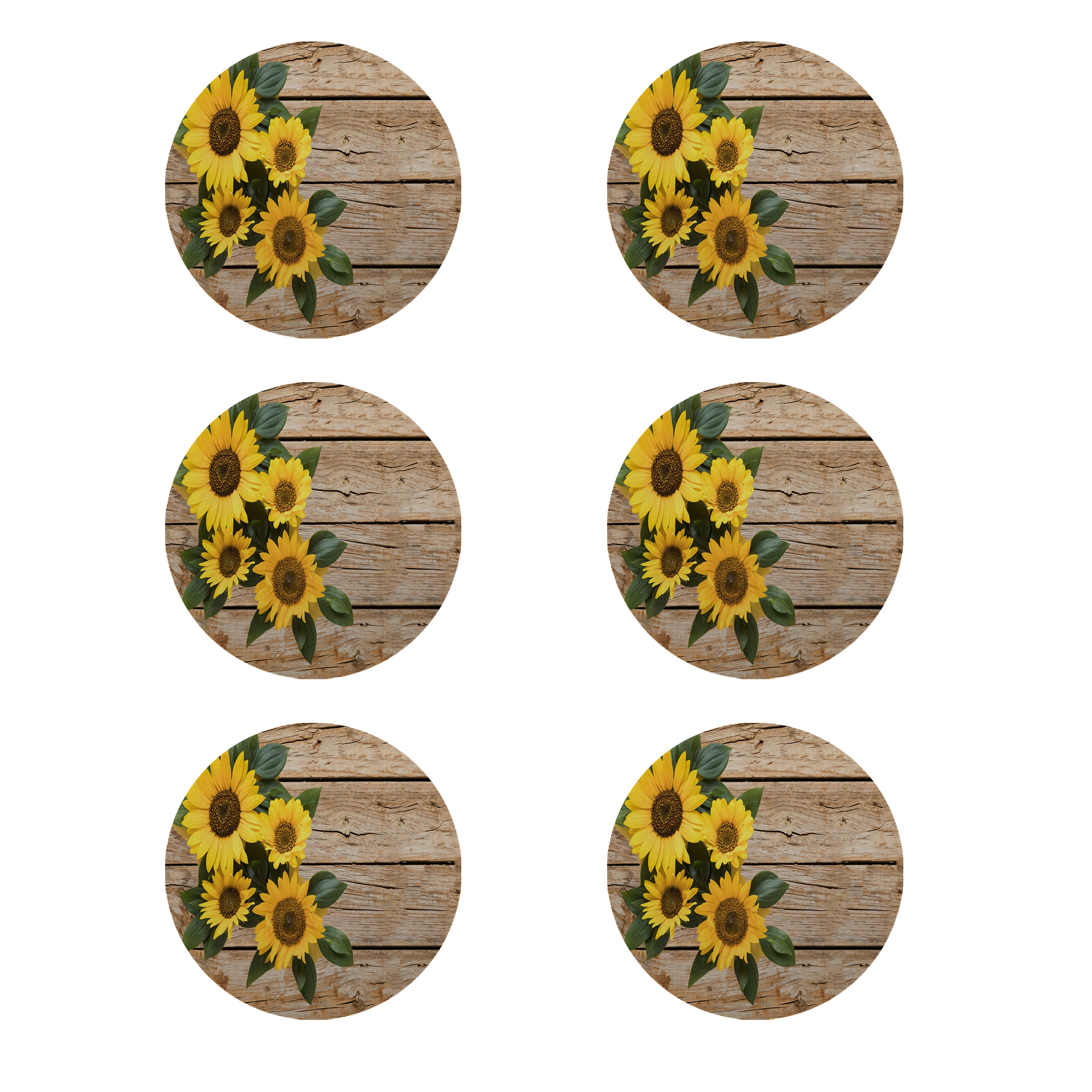 زیر لیوانی طرح آفتابگردان کد 8326 بسته 6 عددی