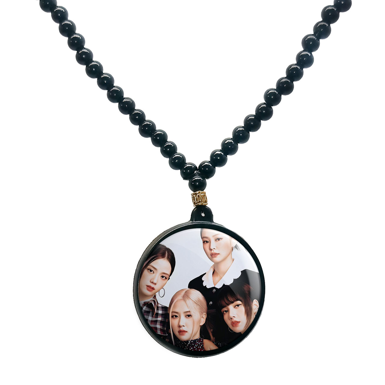 گردنبند پرمانه طرح بلک پینک کد pmd.17850 مدل دو طرفه