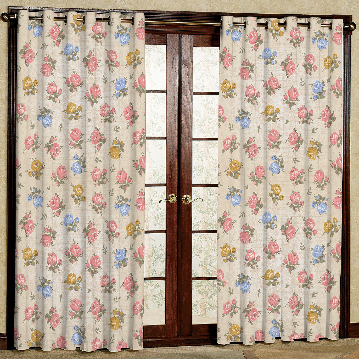 پرده مدل گل دار مخمل پانچی کد 417 سایز 140x280 سانتی متر