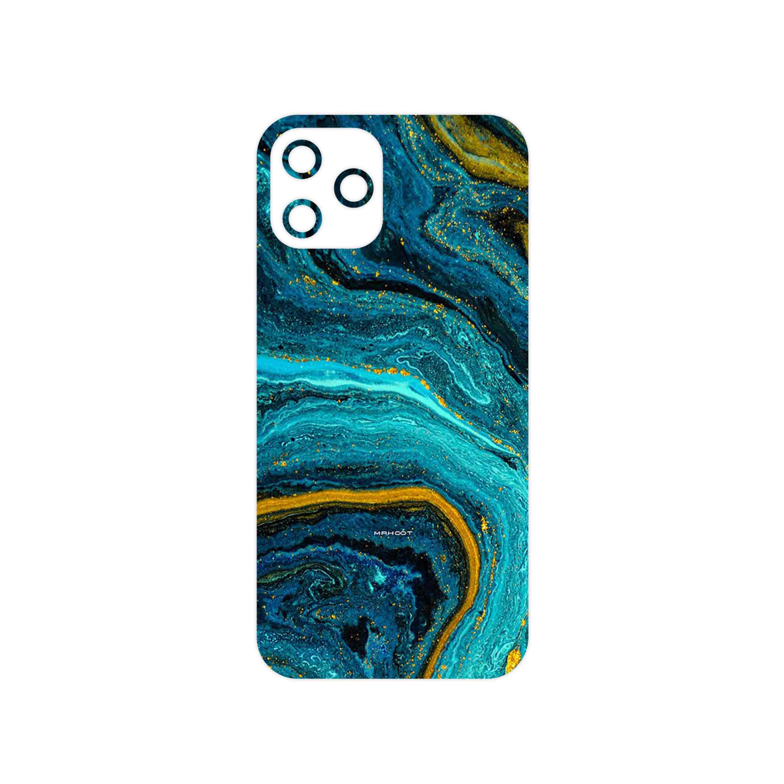 برچسب پوششی ماهوت مدل Turquoise marblewith golden streaks مناسب برای گوشی موبایل اپل iPhone 12 Pro