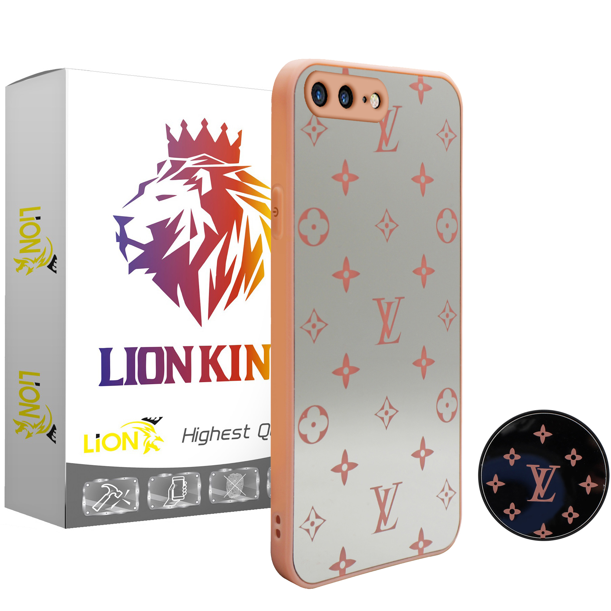 کاور لاین کینگ مدل Ayeneh LV مناسب برای گوشی موبایل اپل iPhone 7/8 به همراه پایه نگهدارنده