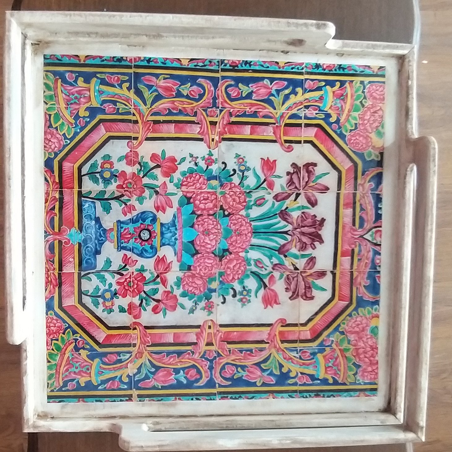 سینی رزین طرح گل و گلدان