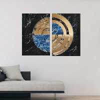 تابلو شاسی بکلیت طرح مدرن نیم دایره مدل SH-1941 مجموعه 2 عددی | دنیای قاب