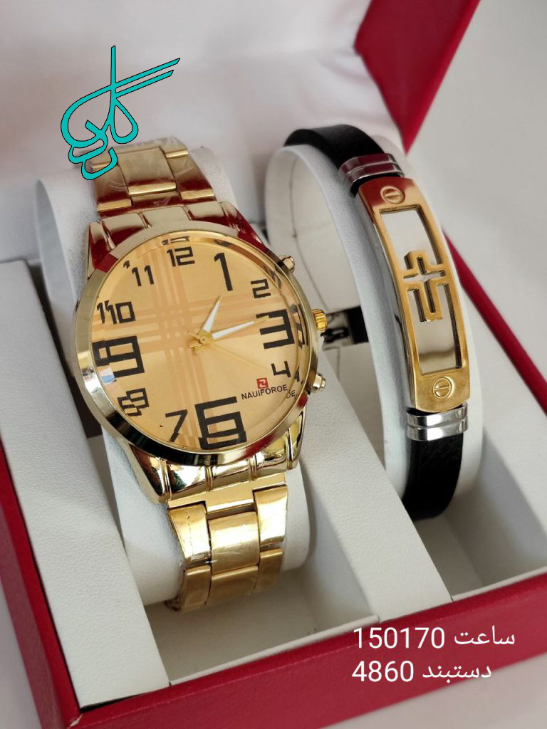 خرید ست هدیه ساعت و دستبند و صلیب پسرانه کد 1815033 - ردگل
