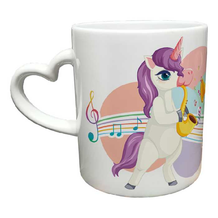 ماگ مدل دسته قلبی طرح یونیکورن کد 89