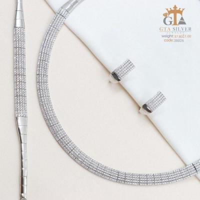 سرویس تنیسی گرد نقره با روکش طلا سفید عیار 925 کد 38026