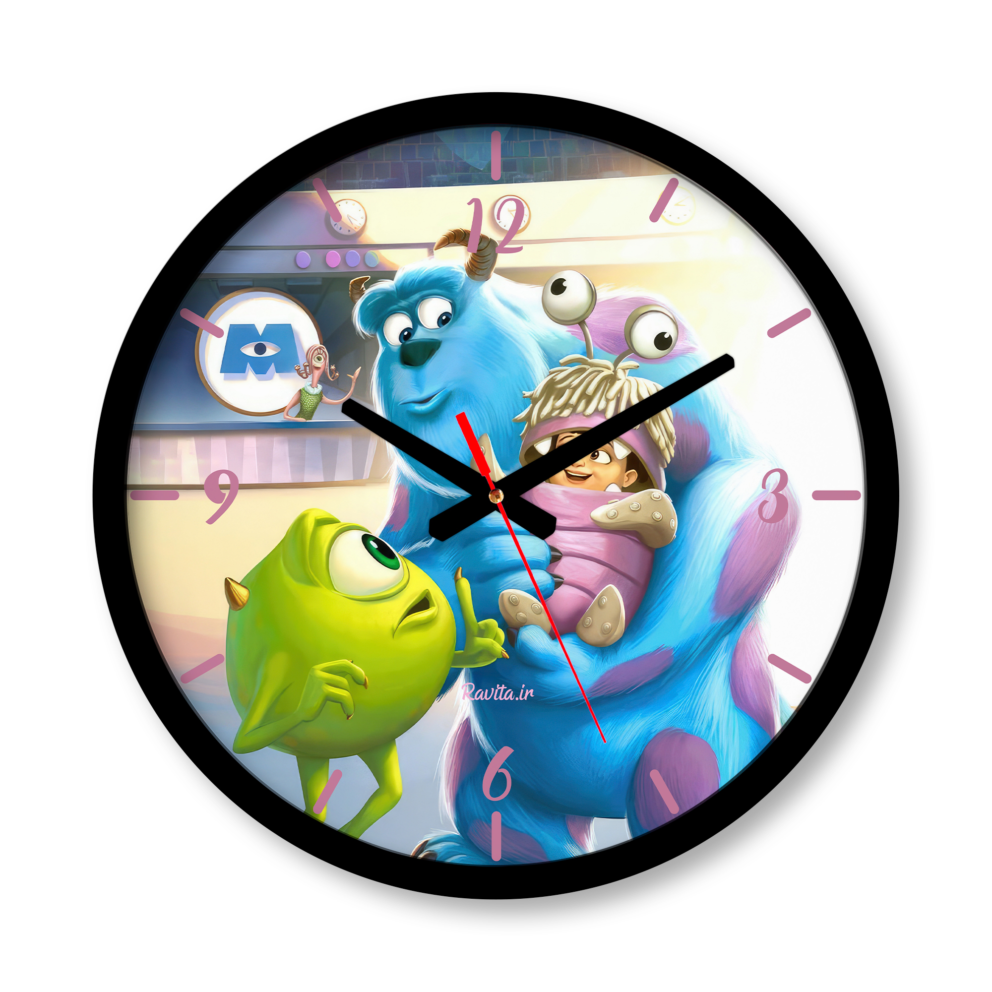 ساعت دیواری بزرگ راویتا طرح کارخانه هیولاها – بو – سالیوان کد 3550