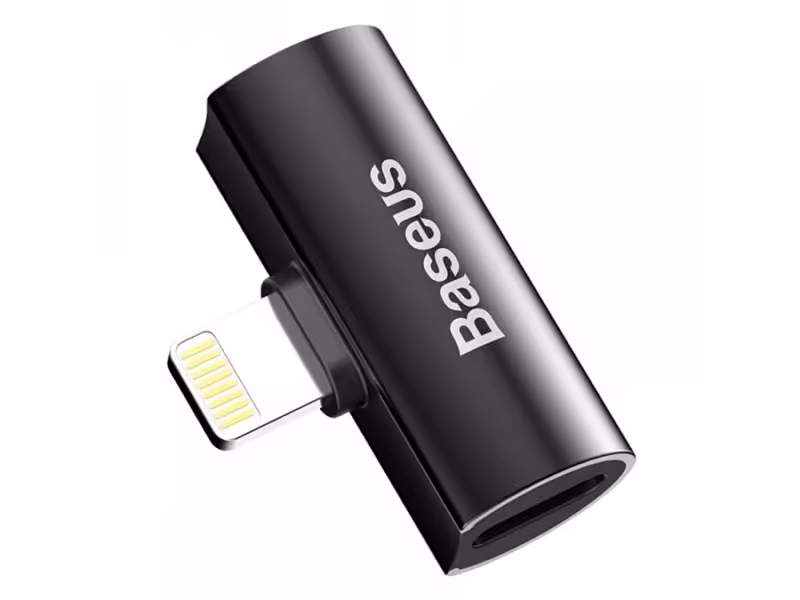 مبدل لایتنینگ به لایتنینگ*2 شارژ و صدا بیسوس Baseus 2 in 1 iP to Dual iP Adapter L55