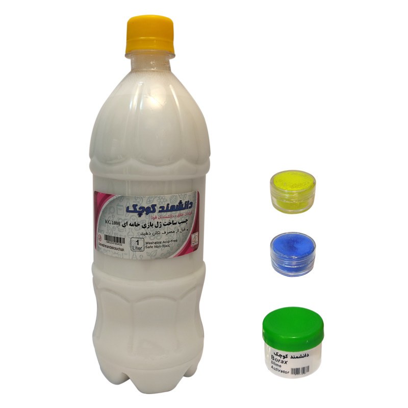 اسلایم خامه ای دانشمند کوچک مدل چسب ساخت همراه با بوراکس و پودر رنگ کد YB