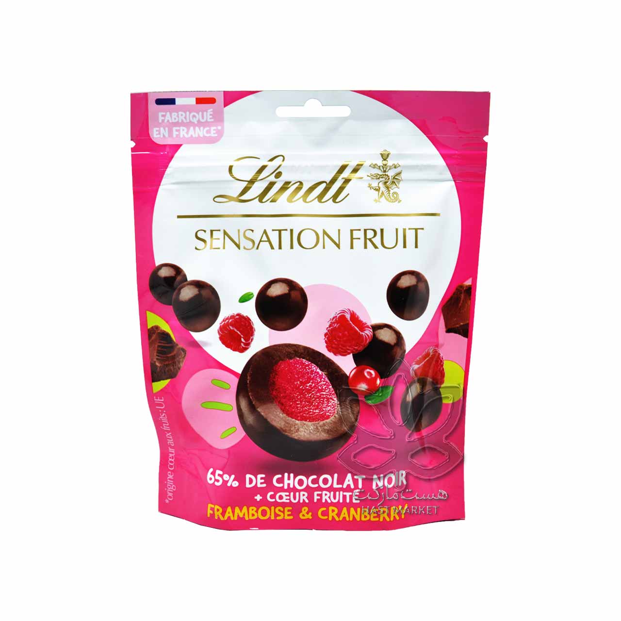 شکلات تلخ با مغز رزبری و کرنبری 160 گرم سنسیشن لینت - lindt