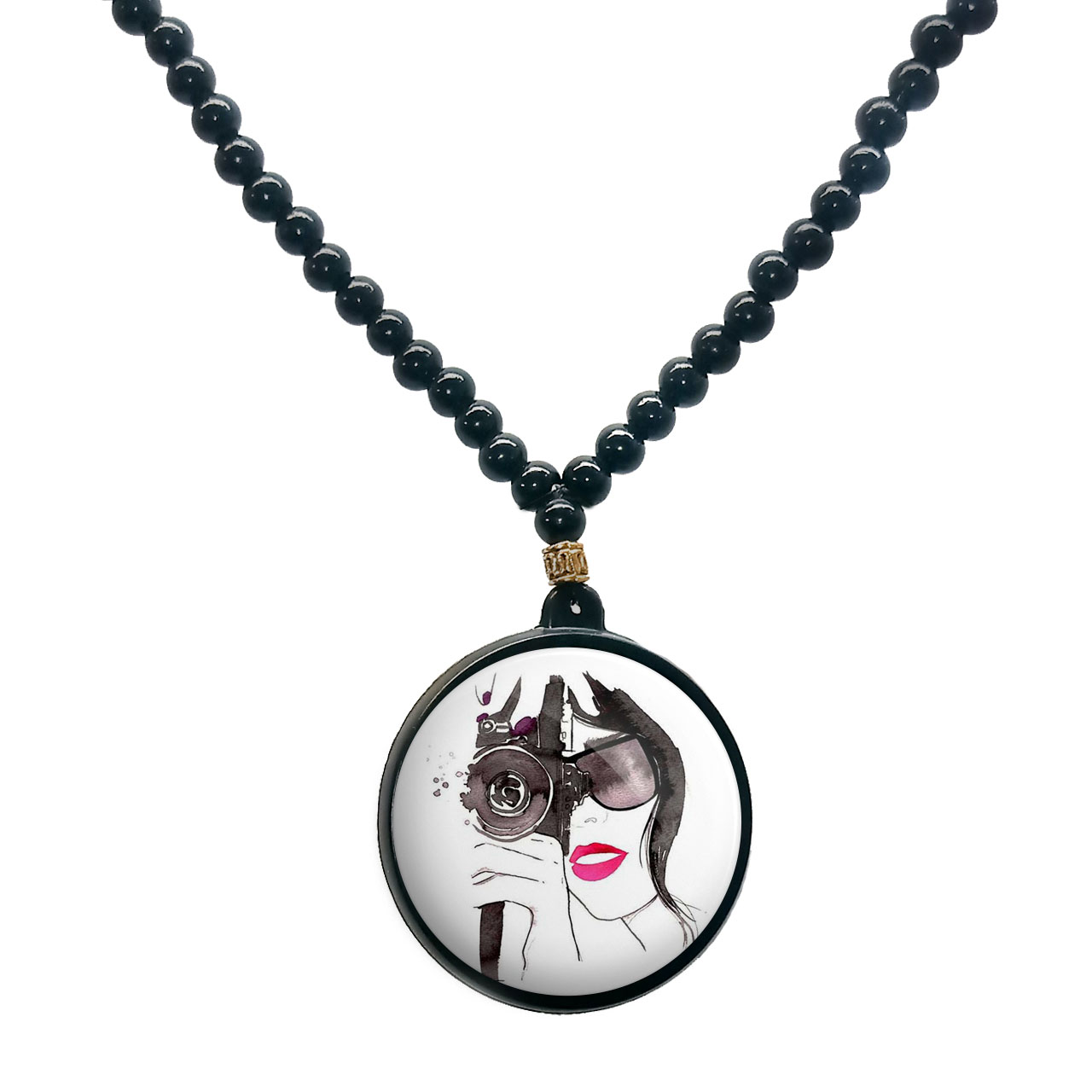 گردنبند پرمانه طرح عکاس کد pmd.5130 مدل دو طرفه