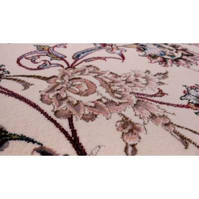 فرش ماشینی زمرد مشهد مدل CRM001 زمینه کرم