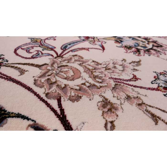 فرش ماشینی زمرد مشهد مدل CRM001 زمینه کرم