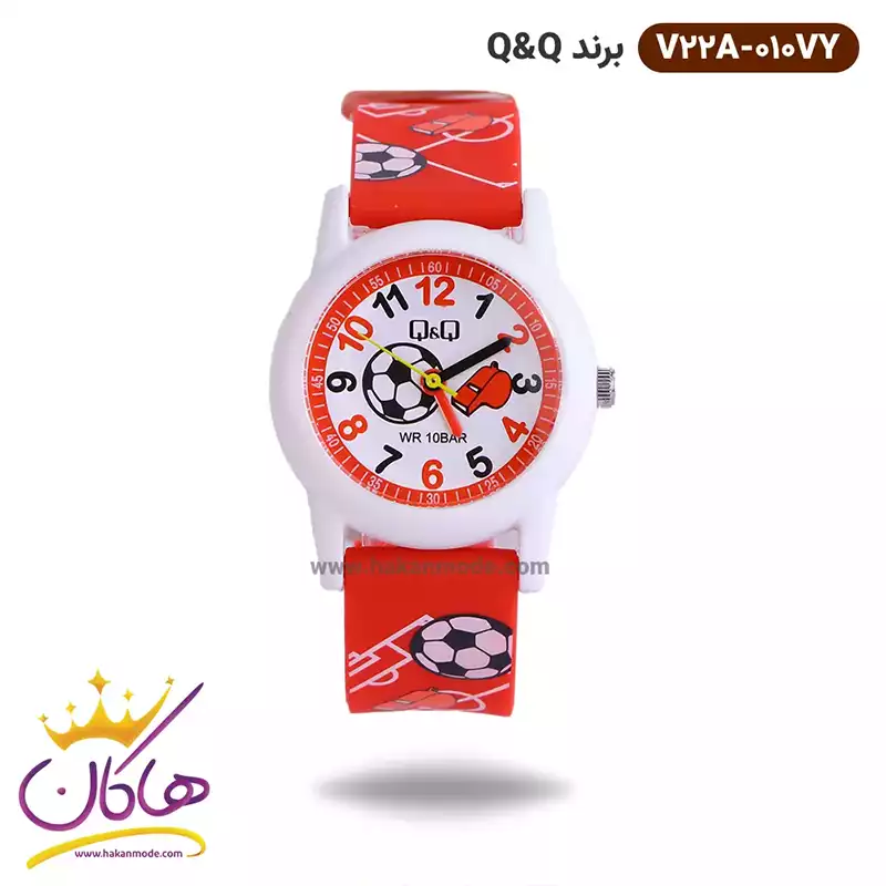 ساعت پسرانه کیو اند کیو قرمز فوتبالی V22A/010VY