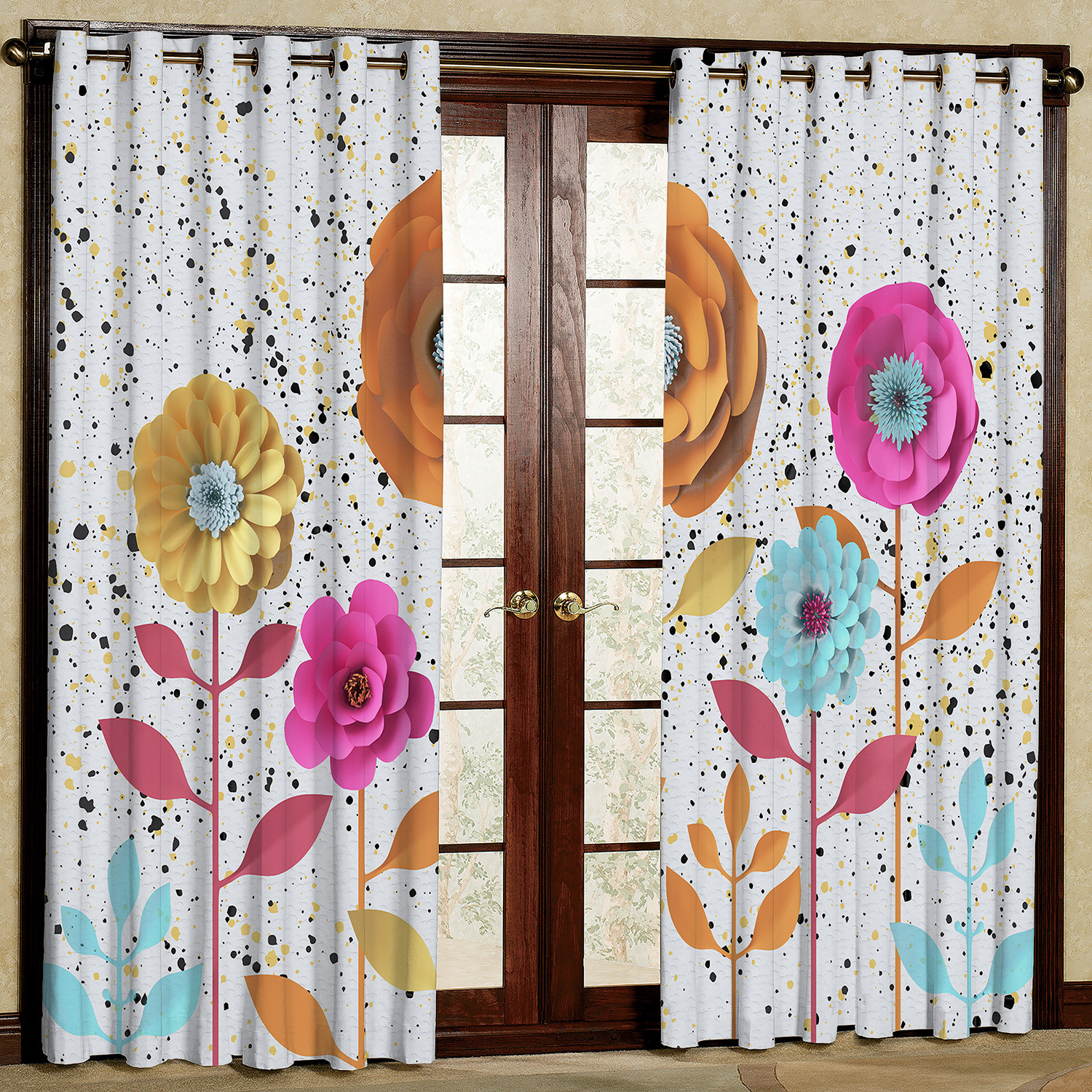 پرده مدل گل دار مخمل پانچی کد 4005a سایز 200x140 سانتی متر