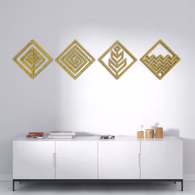 دیوارکوب مدل عناصر چهارگانه طرح لوزی مجموعه 4 عددی