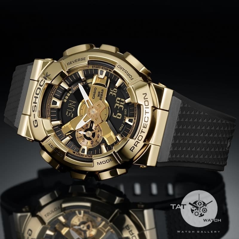 ساعت جی شاک طلایی مشکی قاب فلزی